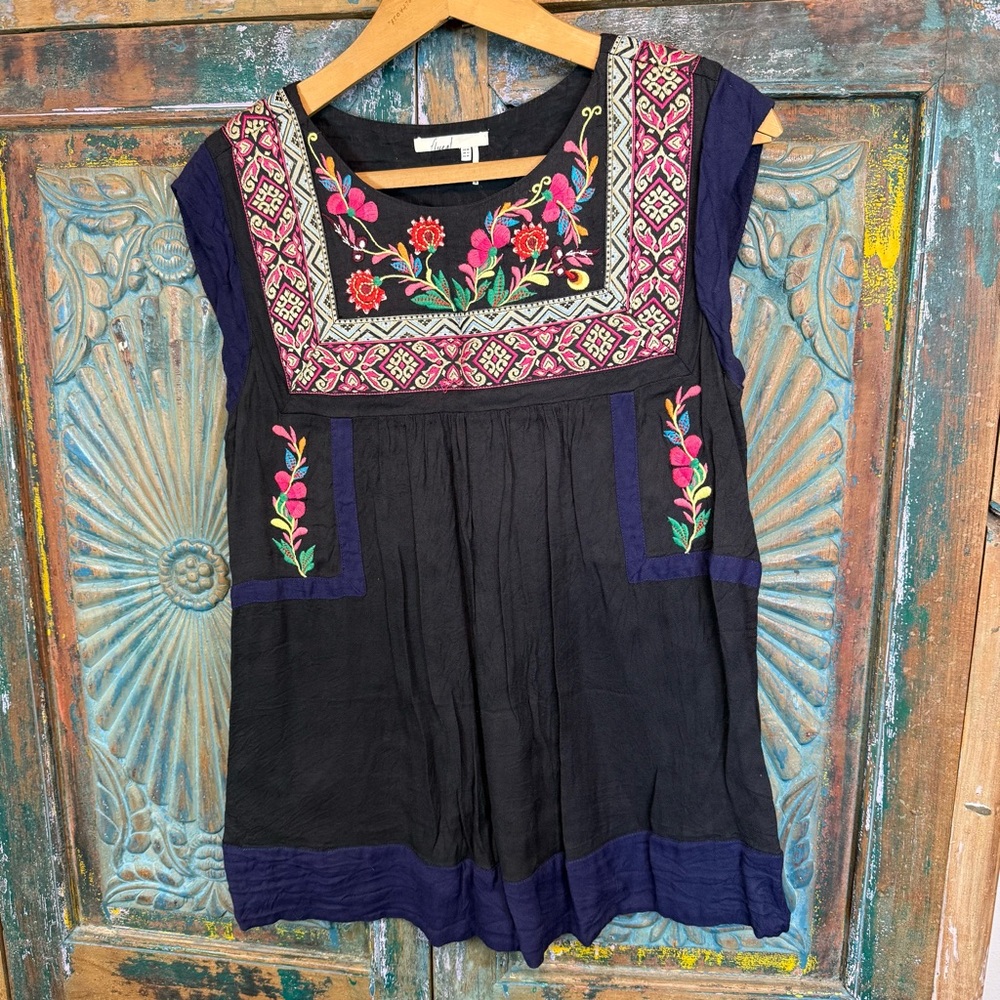 Anthropologie Floreat embroidered boho blouse